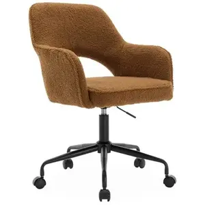 SWEEEK Chaise de bureau à roulettes bouclettes ocre. Jim. L 60 x P 62 x H 89 / 99cm. pas cher