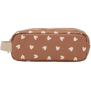 Trousse double Coeurs Beige