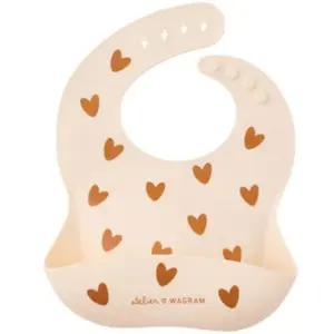 Bavoir en silicone Coeurs Crème pas cher