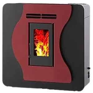 INTERSTOVES Poêle à granules CORINA 6 Mural Etanche - Bordeaux pas cher