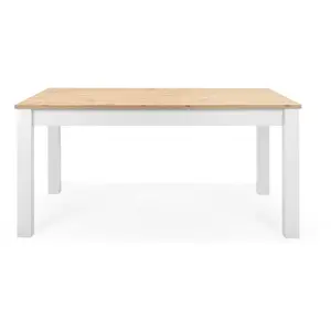 HOMIFAB Table à manger extensible effet chêne piètement blanc 160/215 cm - OdenseVendu parcdiscount