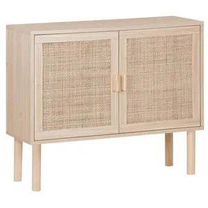 SWEEEK Buffet en décor bois et cannage - Camargue - 2 portes. 80x30x68cm pas cher
