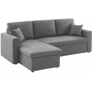 Canapé d'angle convertible en tissu gris chiné foncé - SWEEEK - IDA - ...