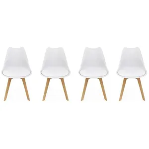 SWEEEK Lot de 4 chaises scandinaves. pieds bois de hêtre. chaises 1 place. blancsVendu parcdiscount