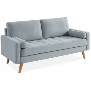 SWEEEK Canapé en tissu gris clair. 3 places scandinave fixe. droit. pieds bois pas cher