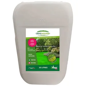 CROQ'MOUSSE des gazons   Engrais liquide   Pelouse « sans mousse/+verte/+dense » - bidon 20L   Traitement pour 2000m2. pas cher