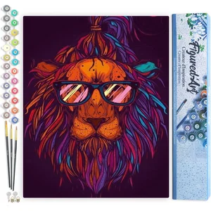 Figured'Art Schilderen op Nummer Volwassenen canvas Leeuw met zonnebri...