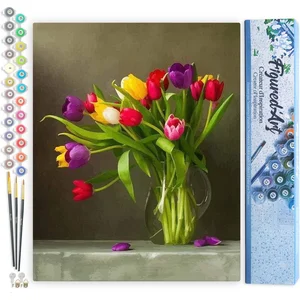 Figured'Art Peinture par Numéro Adulte Tulipes multicolores - Kit de L... pas cher