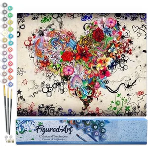 Figured'Art Schilderen op Nummer Volwassenen canvas Liefde Bloemen - H...