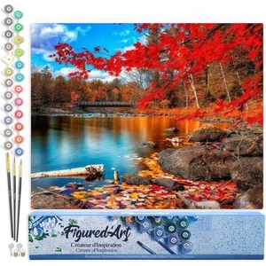 Figured'Art Schilderen op Nummer Volwassenen canvas Rivier en herfstbo... pas cher