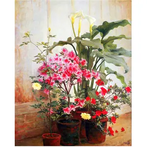 Figured'Art Diamond Painting set Volwassenen 40x50 cm Naast een serre - George Cochran Lambdin - 5D DIY Art full drill vierkante diamant - Opgerold canvas