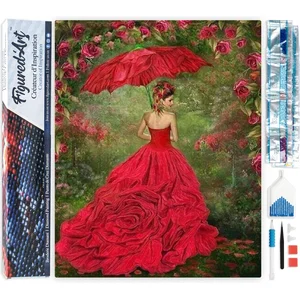 Figured'Art Diamond Painting set Volwassenen 40x50 cm Vrouw in rode ju... pas cher