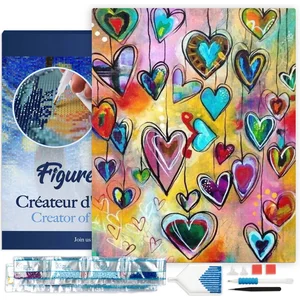 Figured'Art Diamond Painting set Volwassenen 40x50 cm met lijst Harten...
