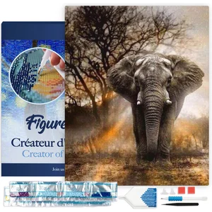 Figured'Art Diamond Painting set Volwassenen 40x50 cm met lijst Olifan...