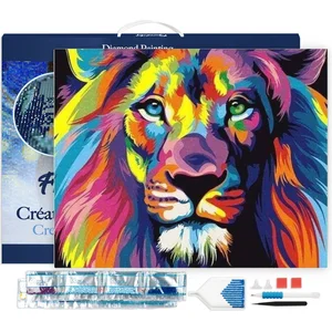 Figured'Art Diamond Painting set Volwassenen 40x50 cm met lijst Leeuw ...