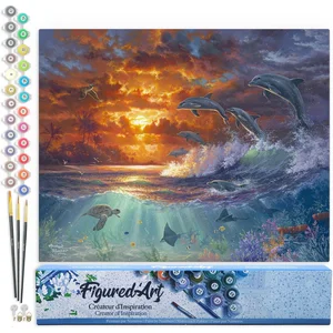 Figured'Art Schilderen op Nummer Volwassenen canvas Oceaan en zonsonde... pas cher