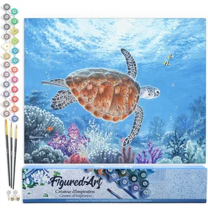 Figured'Art Schilderen op Nummer Volwassenen canvas Schildpad - Handwe... pas cher