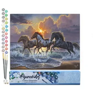 Figured'Art Schilderen op Nummer Volwassenen canvas Drie paarden en ze...