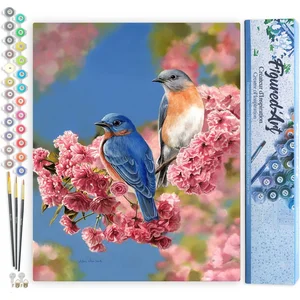 Figured'Art Schilderen op Nummer Volwassenen canvas Blauw vogelpaar - ...