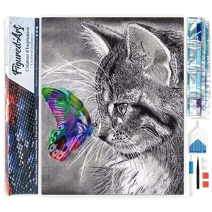 Figured'Art Diamond Painting set Volwassenen 40x50 cm Kat en vlinder k...