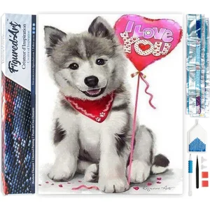 Figured'Art Diamond Painting set Volwassenen 40x50 cm Hond ik hou van ... pas cher