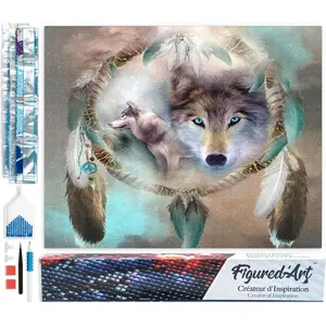 Figured'Art Diamond Painting set Volwassenen 40x50 cm Wolven en veren ... pas cher