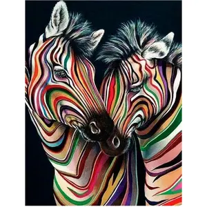 Figured'Art Diamond Painting set Volwassenen 40x50 cm Een paar zebra's - 5D DIY Art full drill vierkante diamant - Opgerold canvas