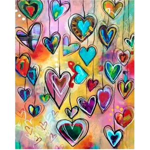 Figured'Art Diamond Painting set Volwassenen 40x50 cm Harten - 5D DIY Art full drill vierkante diamant - Opgerold canvas