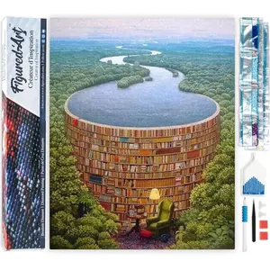 Figured'Art Diamond Painting set Volwassenen 40x50 cm Rivier en biblio... pas cher