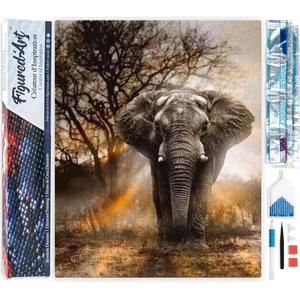 Figured'Art Diamond Painting set Volwassenen 40x50 cm Olifant in de sa...