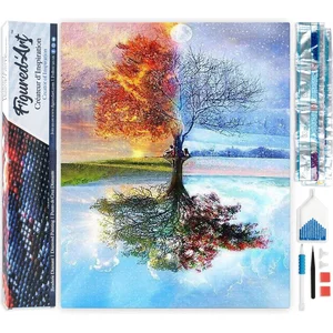 Figured'Art Diamond Painting set Volwassenen - Boom 4 seizoenen - 40x5... pas cher