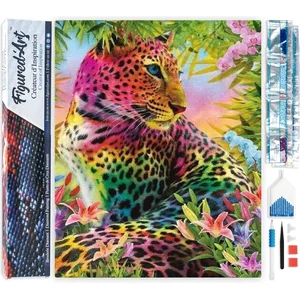 Figured'Art Diamond Painting set Volwassenen 40x50 cm Kleurrijk Luipaa... pas cher