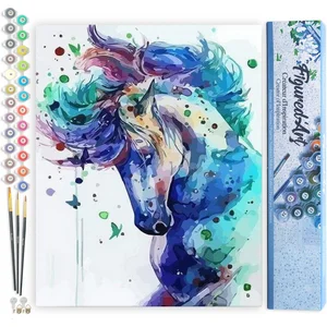 Figured'Art Schilderen op Nummer Volwassenen canvas Paard in het blauw...