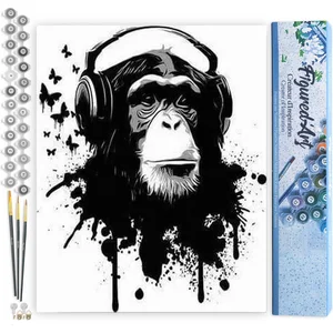 Figured'Art Schilderen op Nummer Volwassenen canvas Gorilla met koptel... pas cher