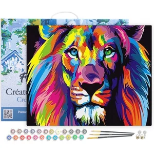 Figured'Art Schilderen op Nummer Volwassenen met lijst - Leeuw Pop-art... pas cher