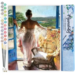 Figured'Art Peinture par Numéro Adulte Femme à sa Fenêtre - Kit de Loi... pas cher