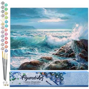 Figured'Art Schilderen op Nummer Volwassenen canvas Golven - Handwerk ... pas cher