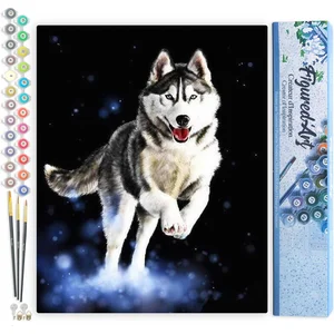 Figured'Art Schilderen op Nummer Volwassenen canvas Husky - Handwerk a... pas cher