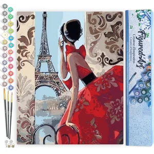 FIGURED'ART FiguredArt Peinture par Numéro Adulte Belle Femme et Tour ... pas cher