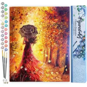 Figured'Art Schilderen op Nummer Volwassenen canvas Herfstbos en vrouw... pas cher