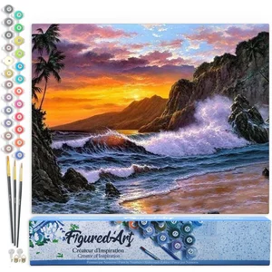 Figured'Art Schilderen op Nummer Volwassenen canvas Klif en golven - H... pas cher