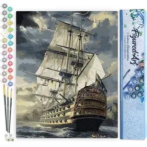 Figured'Art Schilderen op Nummer Volwassenen canvas Oceaangaljoen - Ha... pas cher