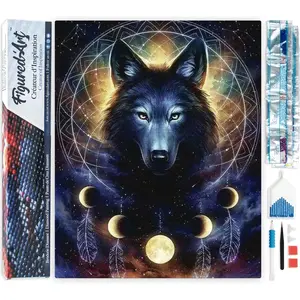 Figured'Art Diamond Painting set Volwassenen 40x50 cm Donkere Wolf - 5...