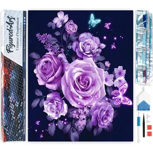Figured'Art Diamond Painting set Volwassenen 40x50 cm Paarse bloemen e...