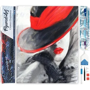 FIGURED'ART Diamond Painting - Figured’Art - Femme au chapeau Rouge - ... pas cher