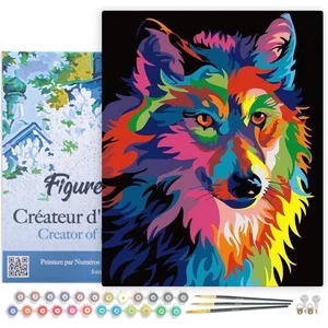 Figured'Art Schilderen op Nummer Volwassenen met lijst - Wolf Pop-art ... pas cher