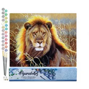 Figured'Art Schilderen op Nummer Volwassenen canvas Leeuw in de savann...