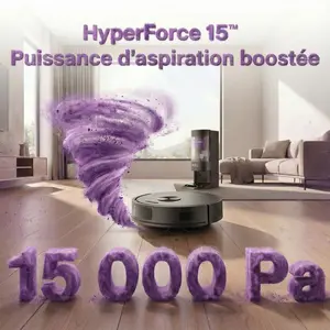 Robot aspirateur laveur GYROSMART connecté avec base de vidage EZIclean® CyberFlow X