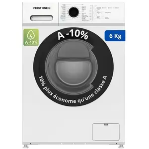 Lave-linge frontal FIRST ONE FLL61000WH - 6 Kg - 1000 tr/mn - 16 programmes - Eco - Intensif -  Rapide   Très Faible conso