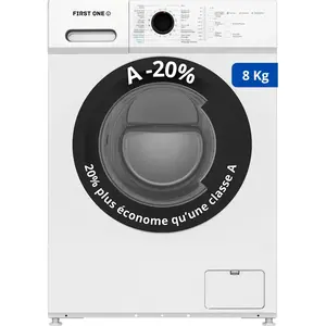 Lave-linge frontal FIRST ONE FLL81400WH - 8 Kg - 1400 tr/mn - 16 progr...